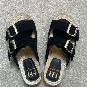 Haute Hippie Black and Gold Sandals with Elegant Design